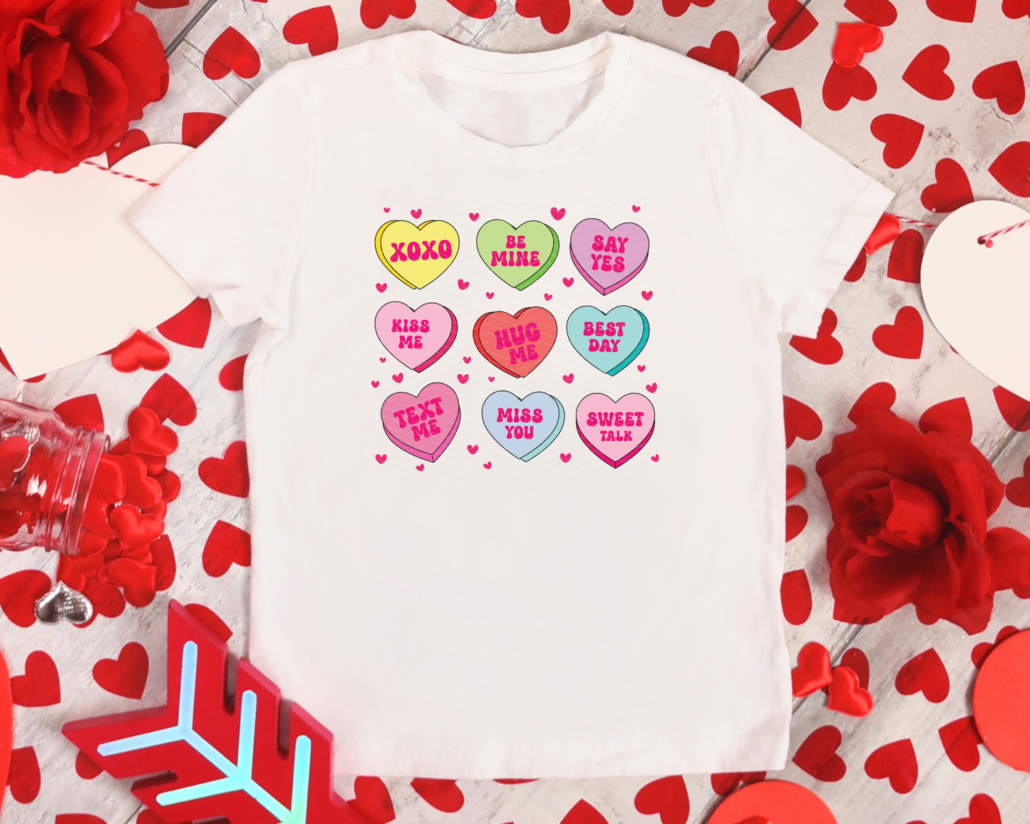 Candy Hearts Collage DTF TRANSFER
