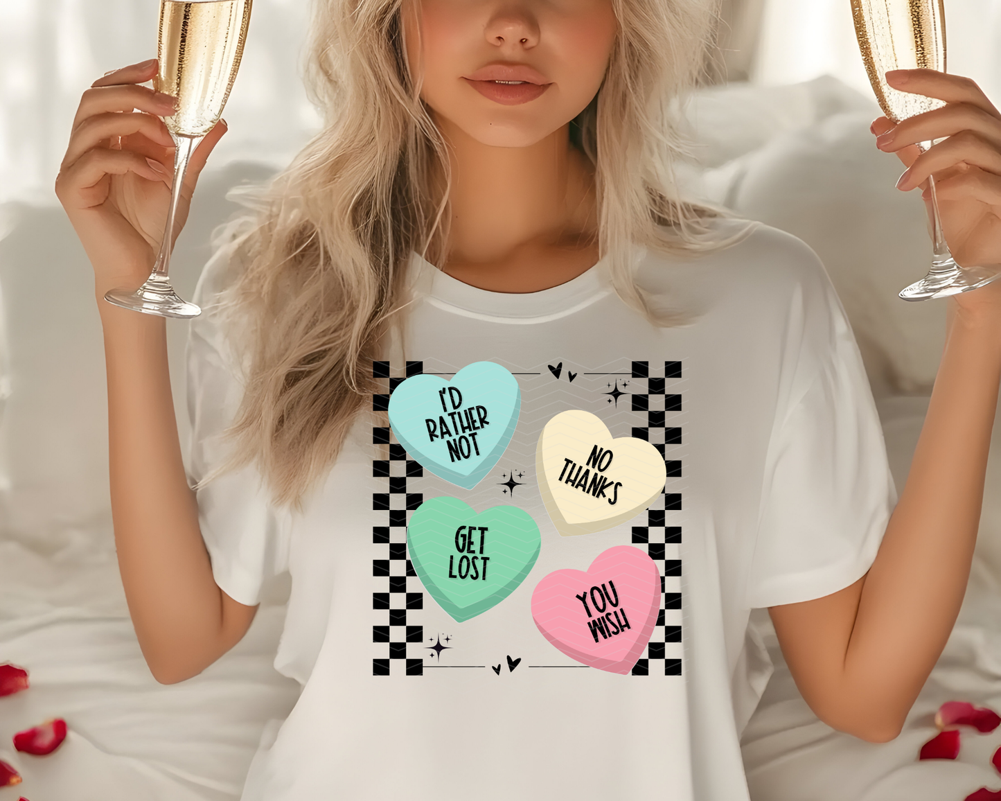 Checkered Anti Valentine Hearts DTF TRANSFER