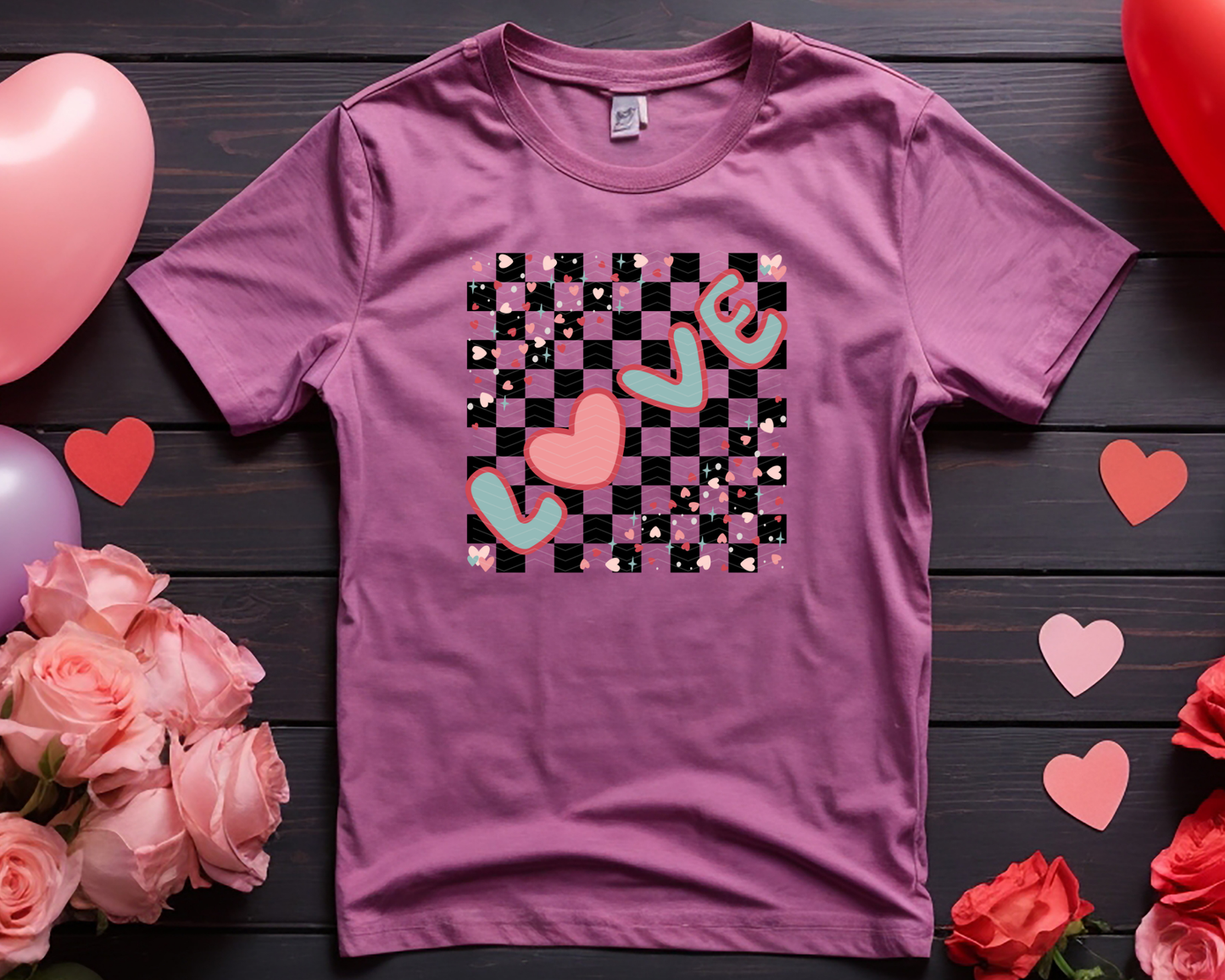 Checkered Love Hearts DTF TRANSFER