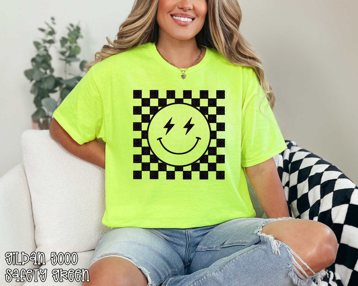 Checkered Smiley DTF TRANSFER