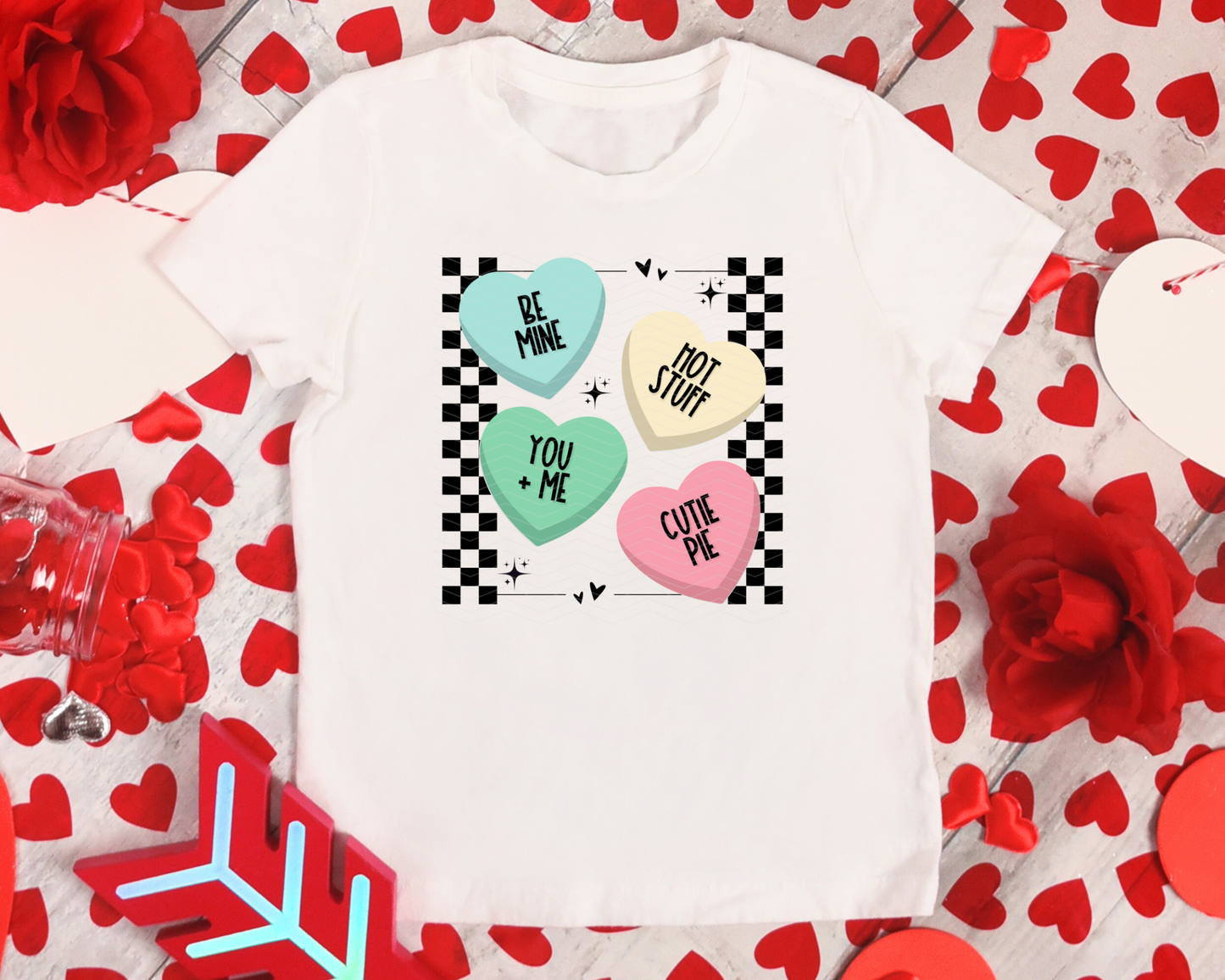 Checkered Valentine Hearts DTF TRANSFER