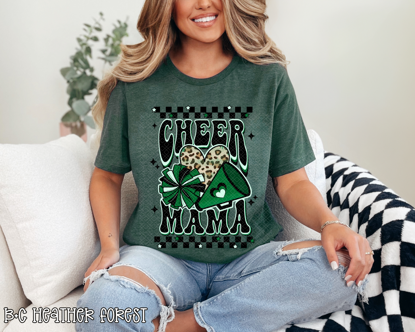 Cheer Mama Green Checkered
