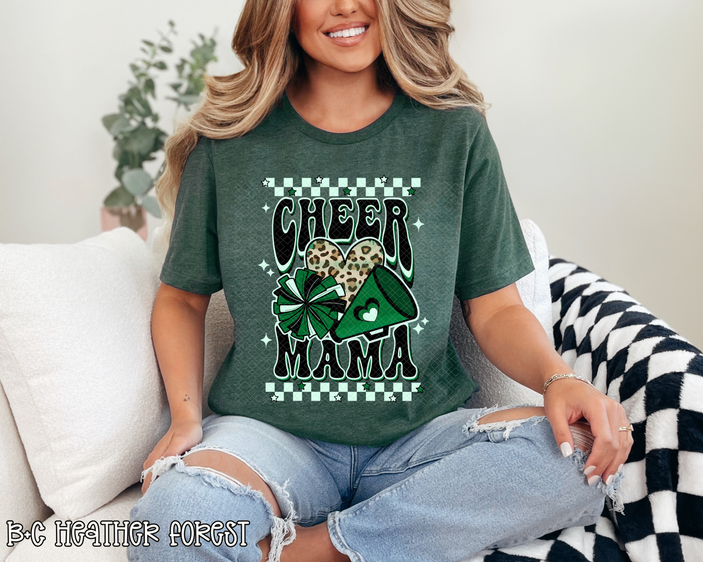 Cheer Mama Green Checkered