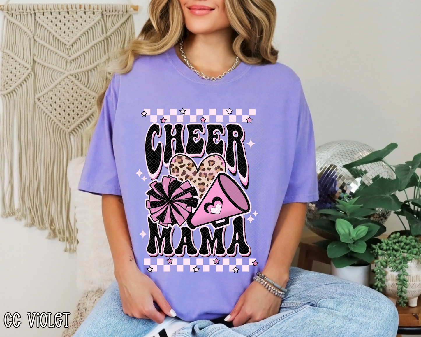 Cheer Mama Pink Checkered DTF TRANSFER