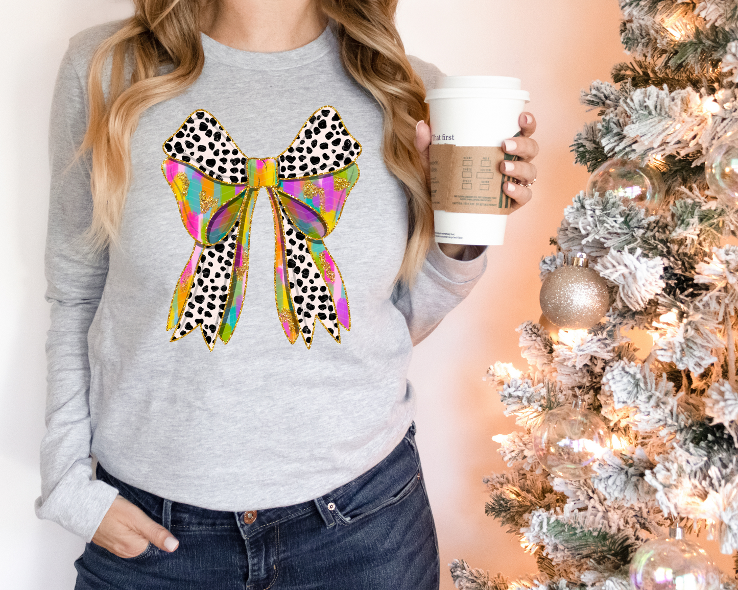 Colorful Christmas Bow DTF TRANSFER