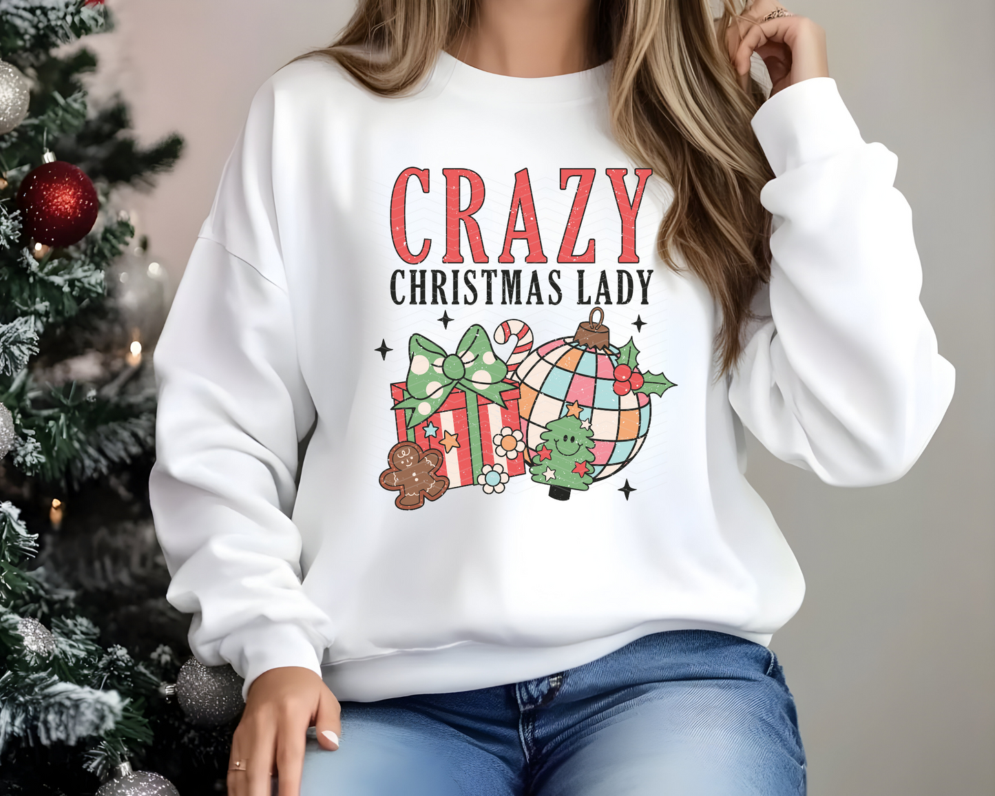 Crazy Christmas Lady DTF TRANSFER
