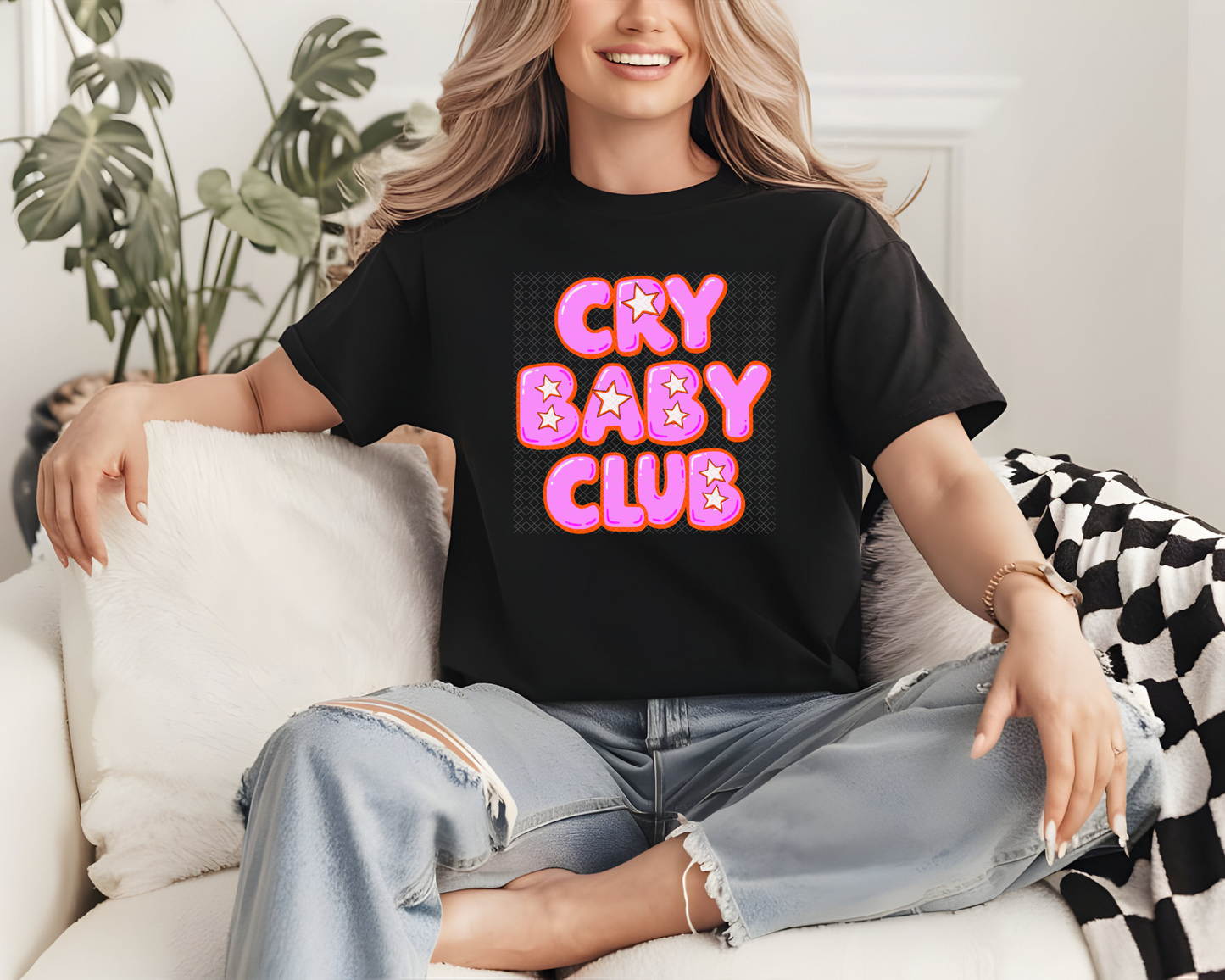 Cry Baby Club pink DTF TRANSFER