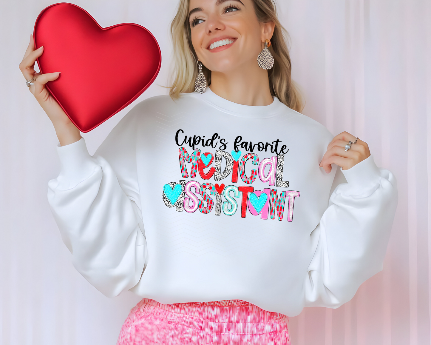 Cupid's Favorite Medical Assistant Hearts Poppy Alpha DTF TRANSFER