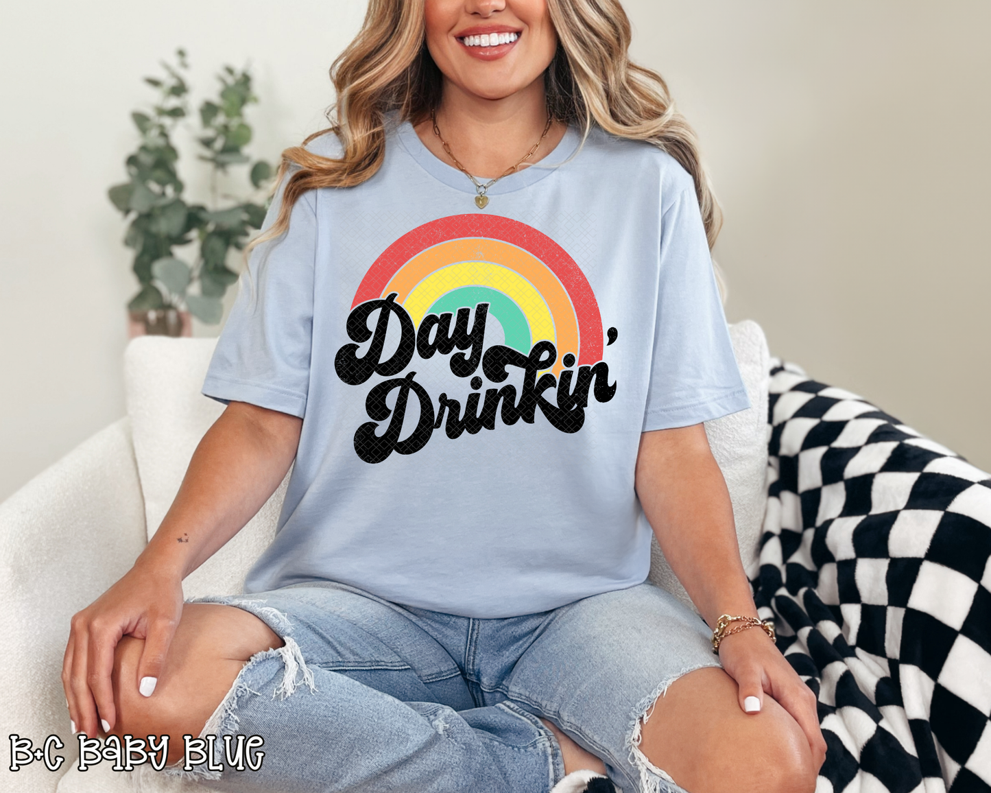 Day Drinkin' Retro Rainbow DTF TRANSFER