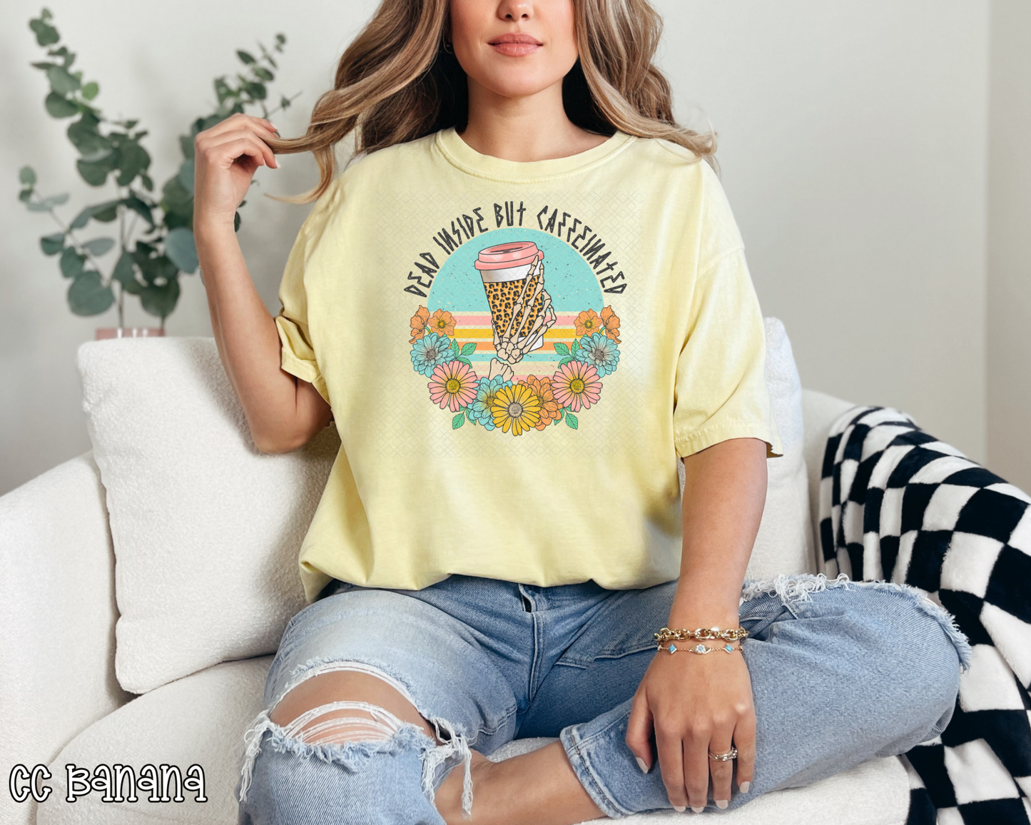 Dead Inside But Caffeinated Vintage DTF TRANSFER