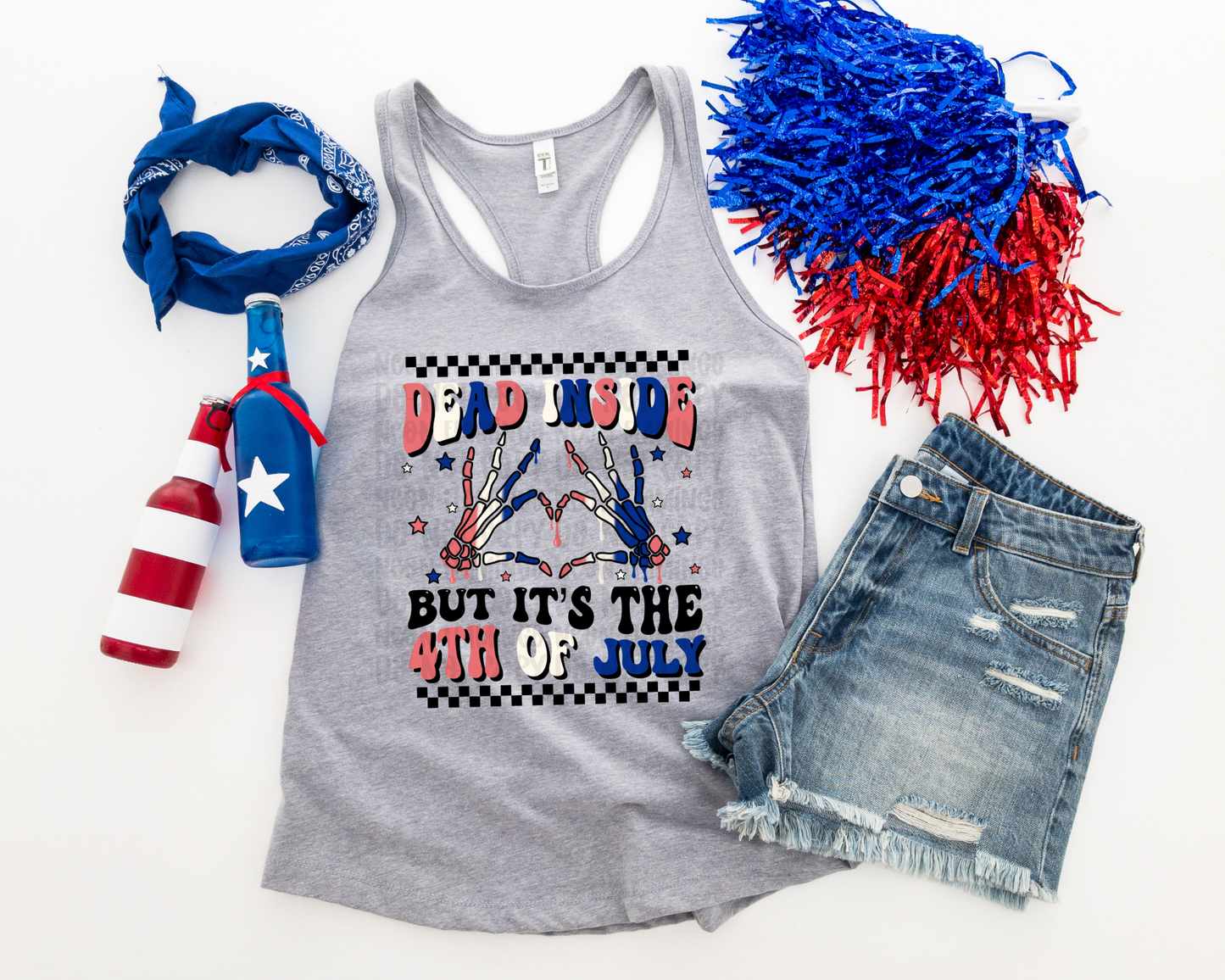Dead Inside but It's The 4th of July skellie hands DTF TRANSFER