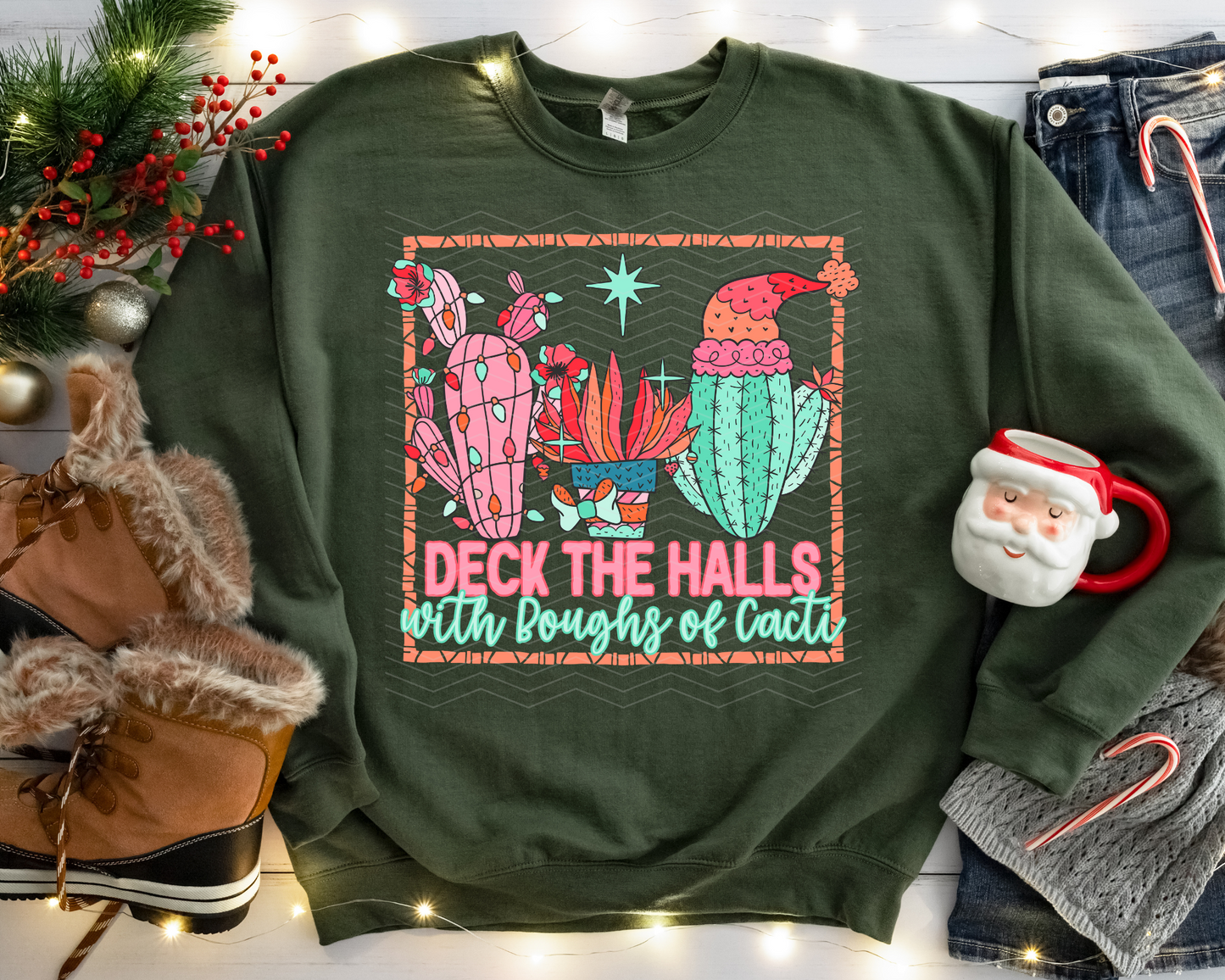 Deck The Halls With Boughs Of Cacti DTF TRANSFER