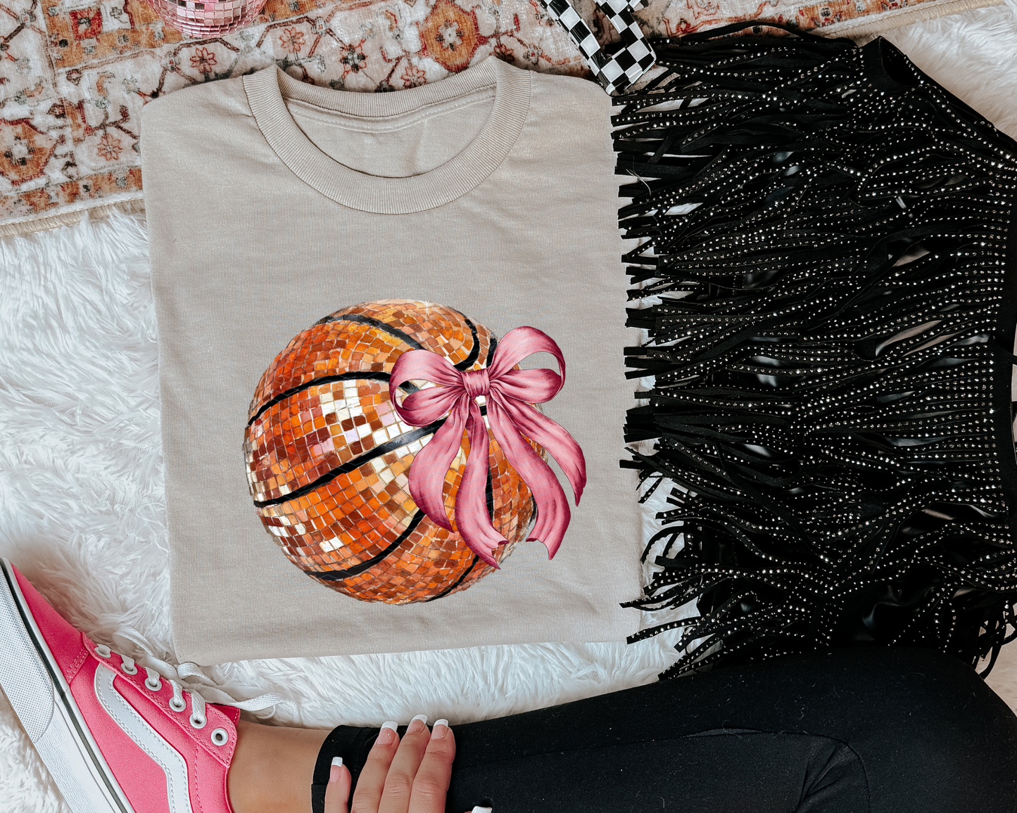 Disco Basketball Pink Bow