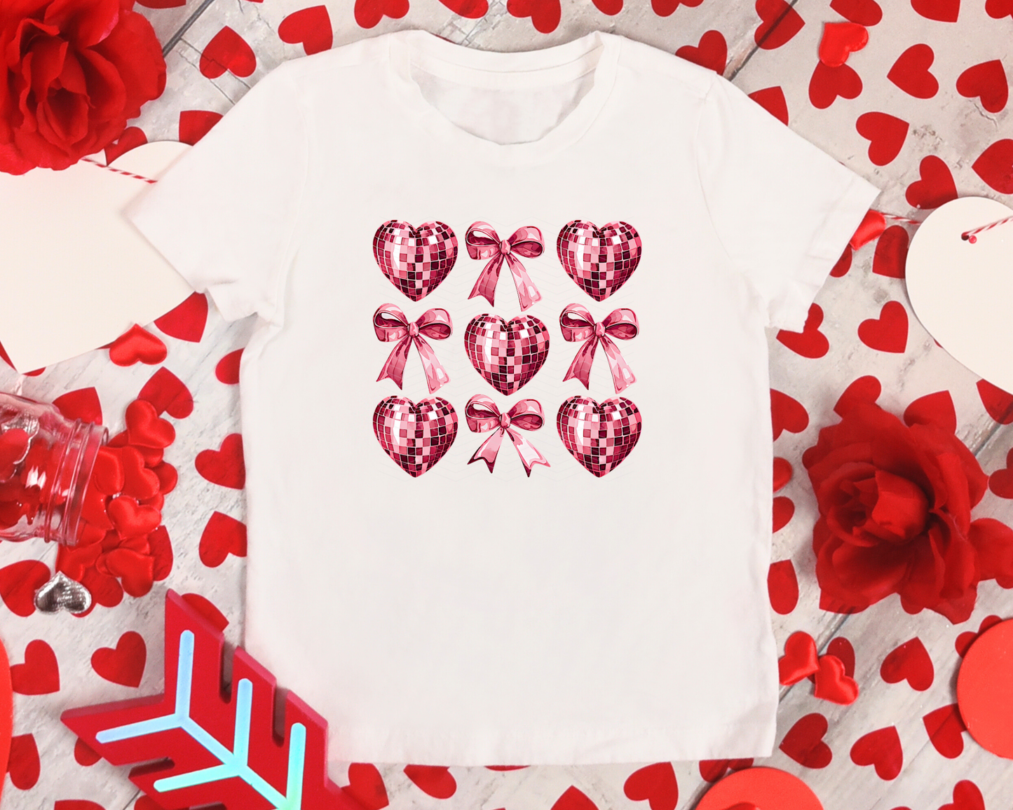 Disco Hearts Bows Collage DTF TRANSFER