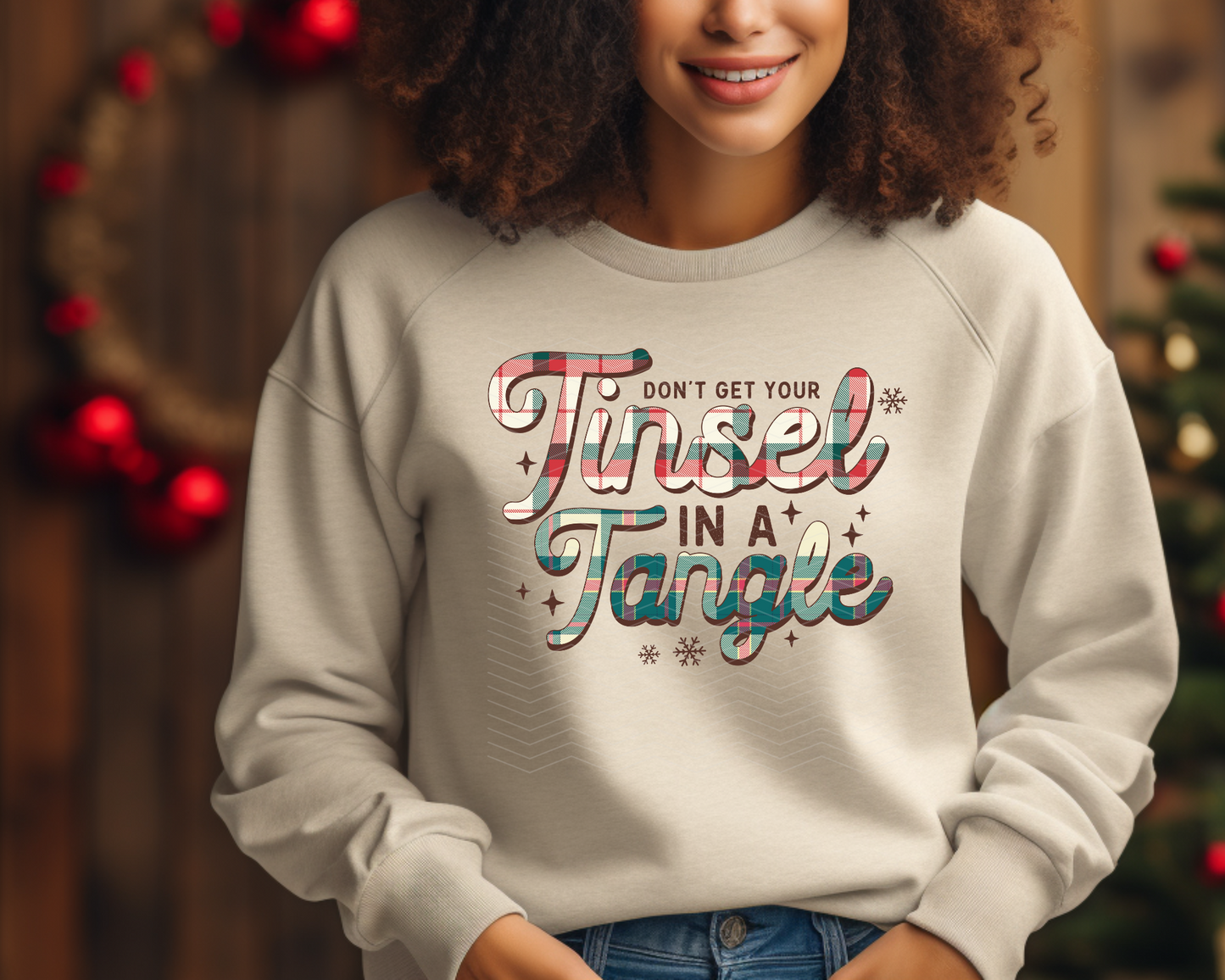 Don't Get Your Tinsel In A Tangle Plaid DTF TRANSFER