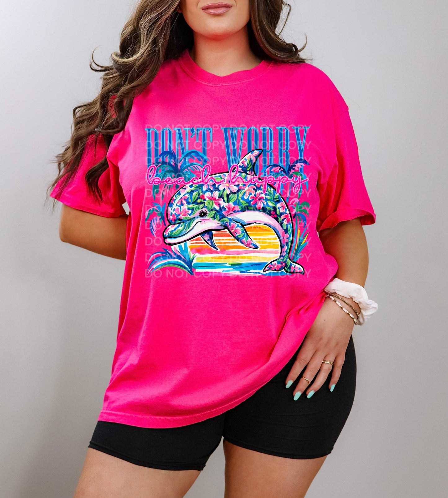 Don't Worry Beach Happy Neon Scene DTF TRANSFER