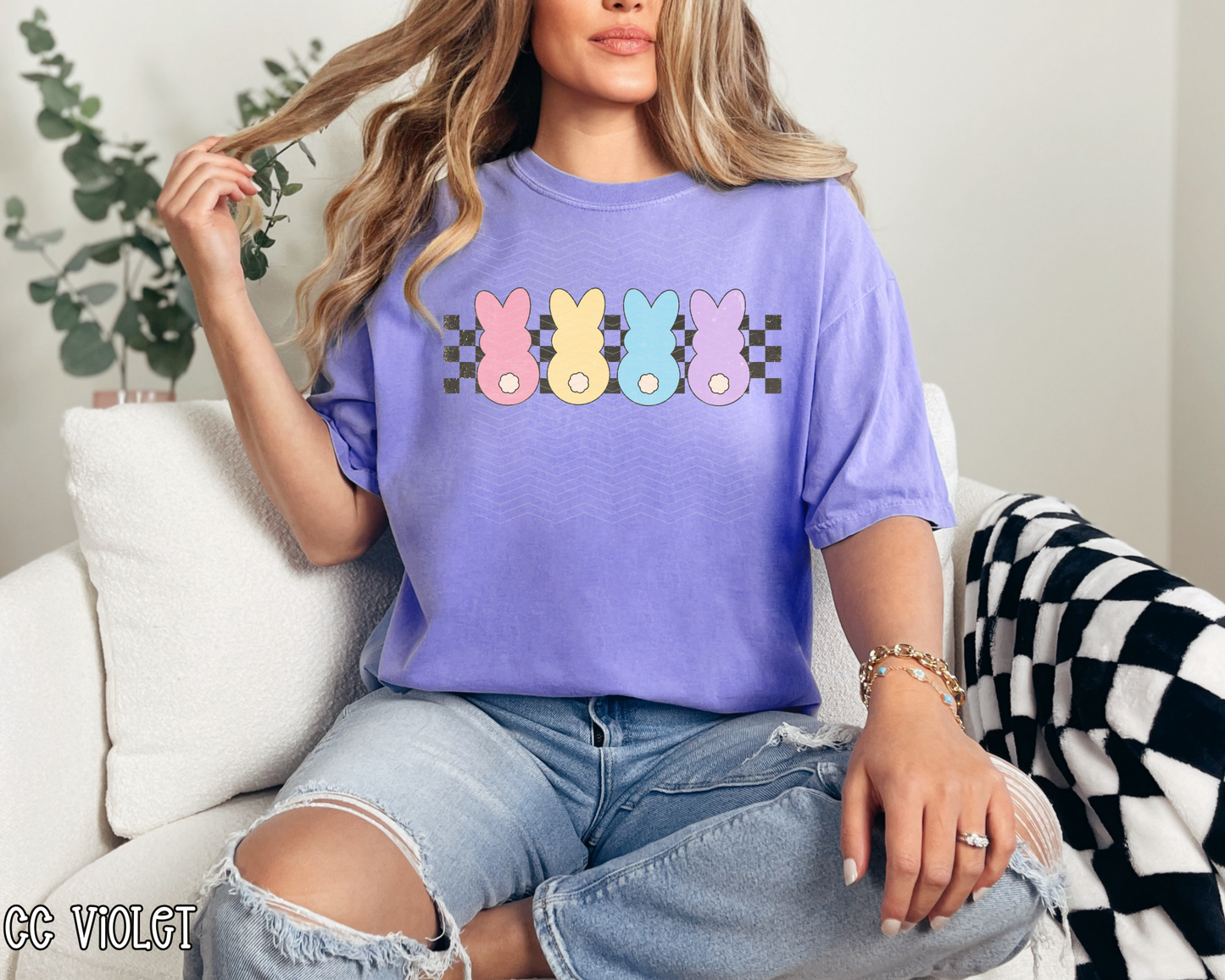 Easter Bunny Checkered DTF TRANSFER