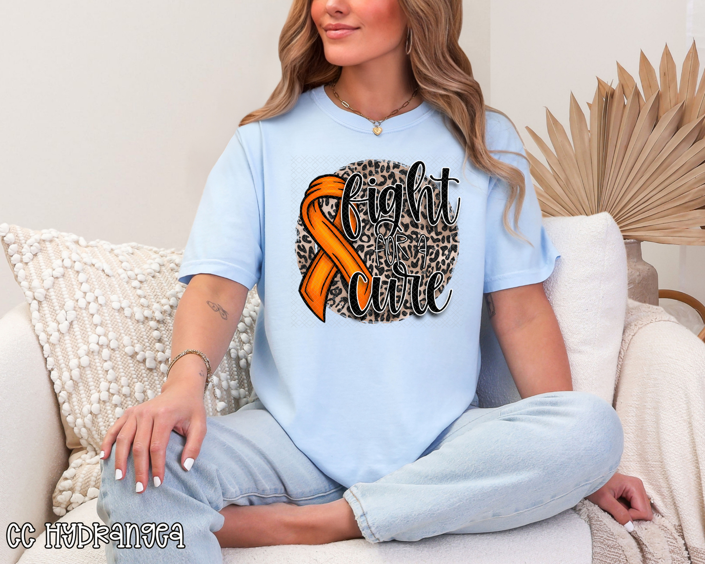 FIght For A Cure Leopard Orange Ribbon DTF TRANSFER