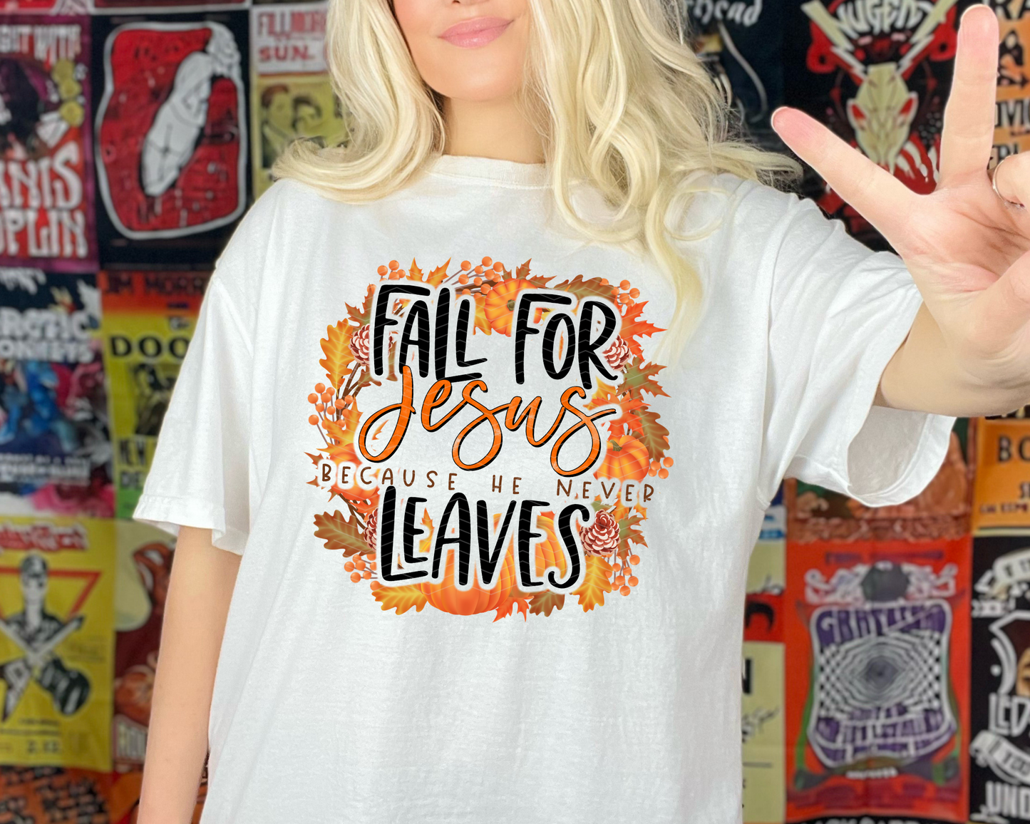 Fall For Jesus Because He Never Leaves Wreath DTF TRANSFER