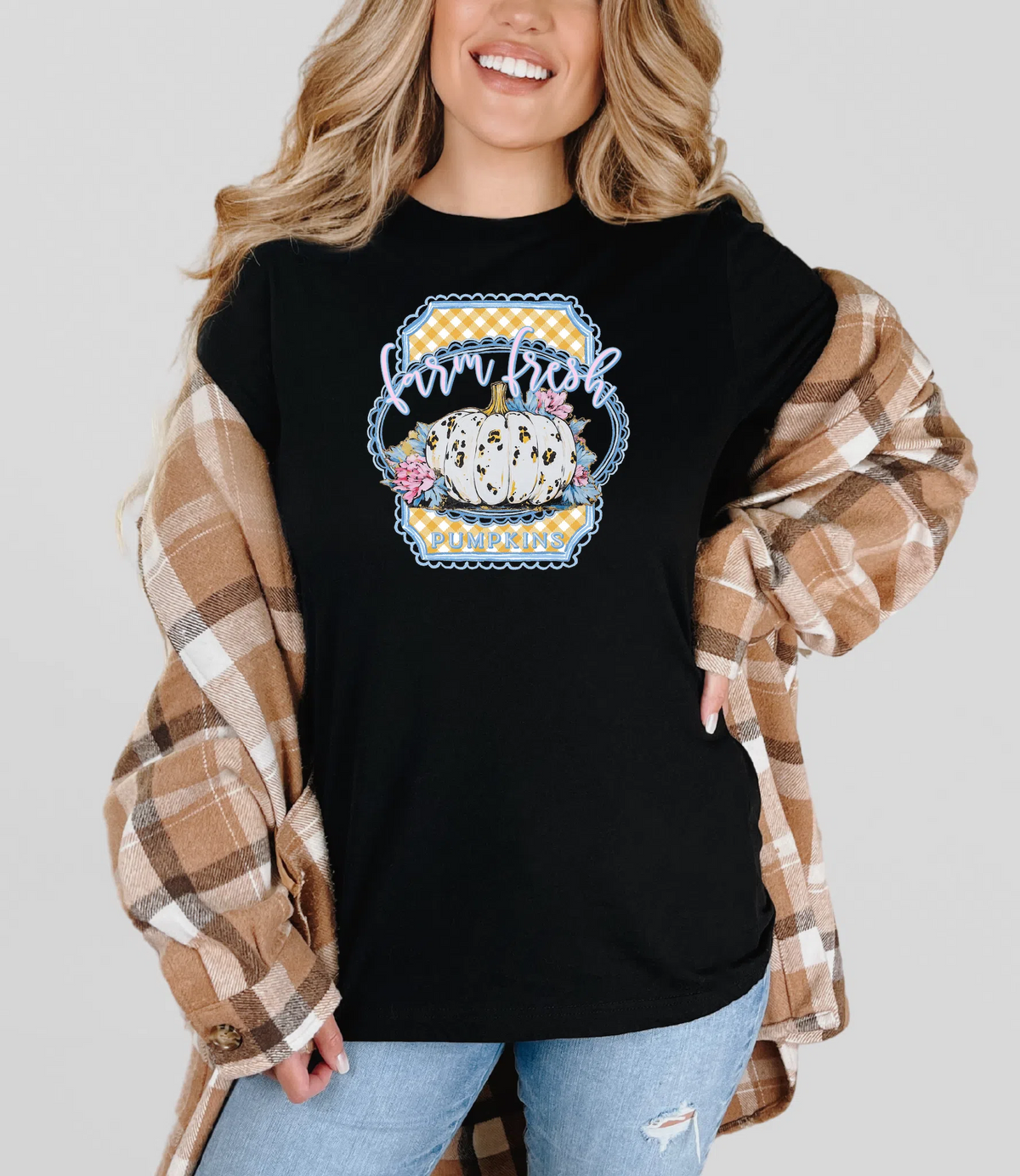 Farm Fresh Pumpkins Frilled Frame DTF TRANSFER