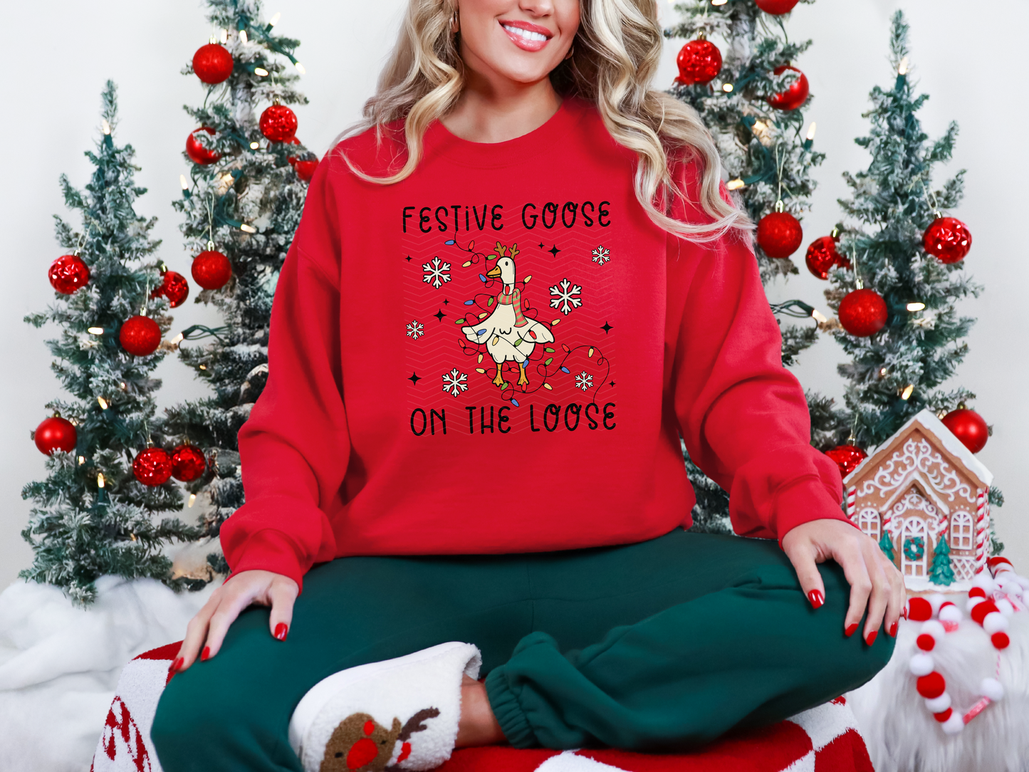 Festive Goose On The Loose DTF TRANSFER