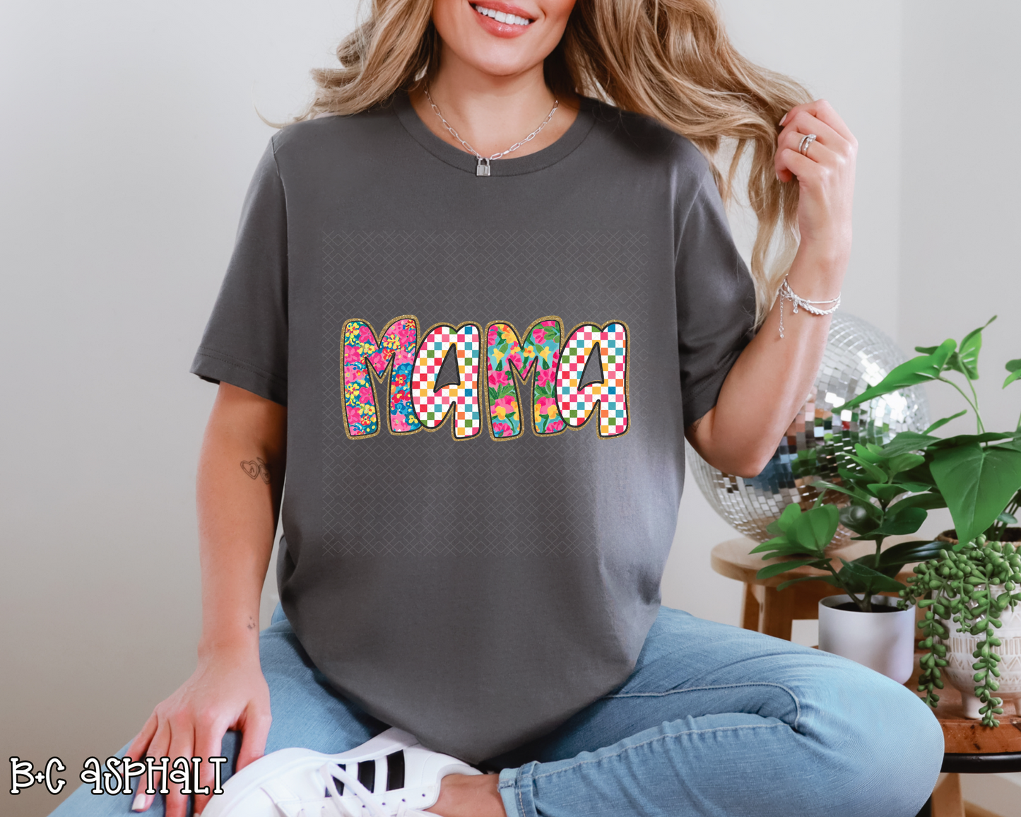 Floral Checkered Mama DTF TRANSFER