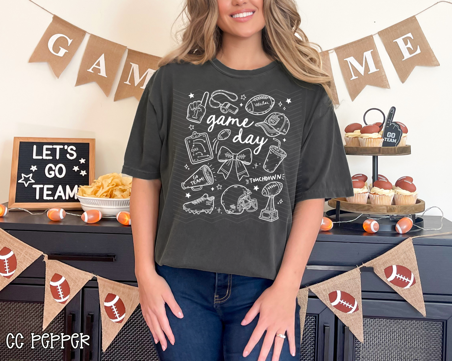 Football Game Day Collage | 5 Colors | DTF TRANSFER