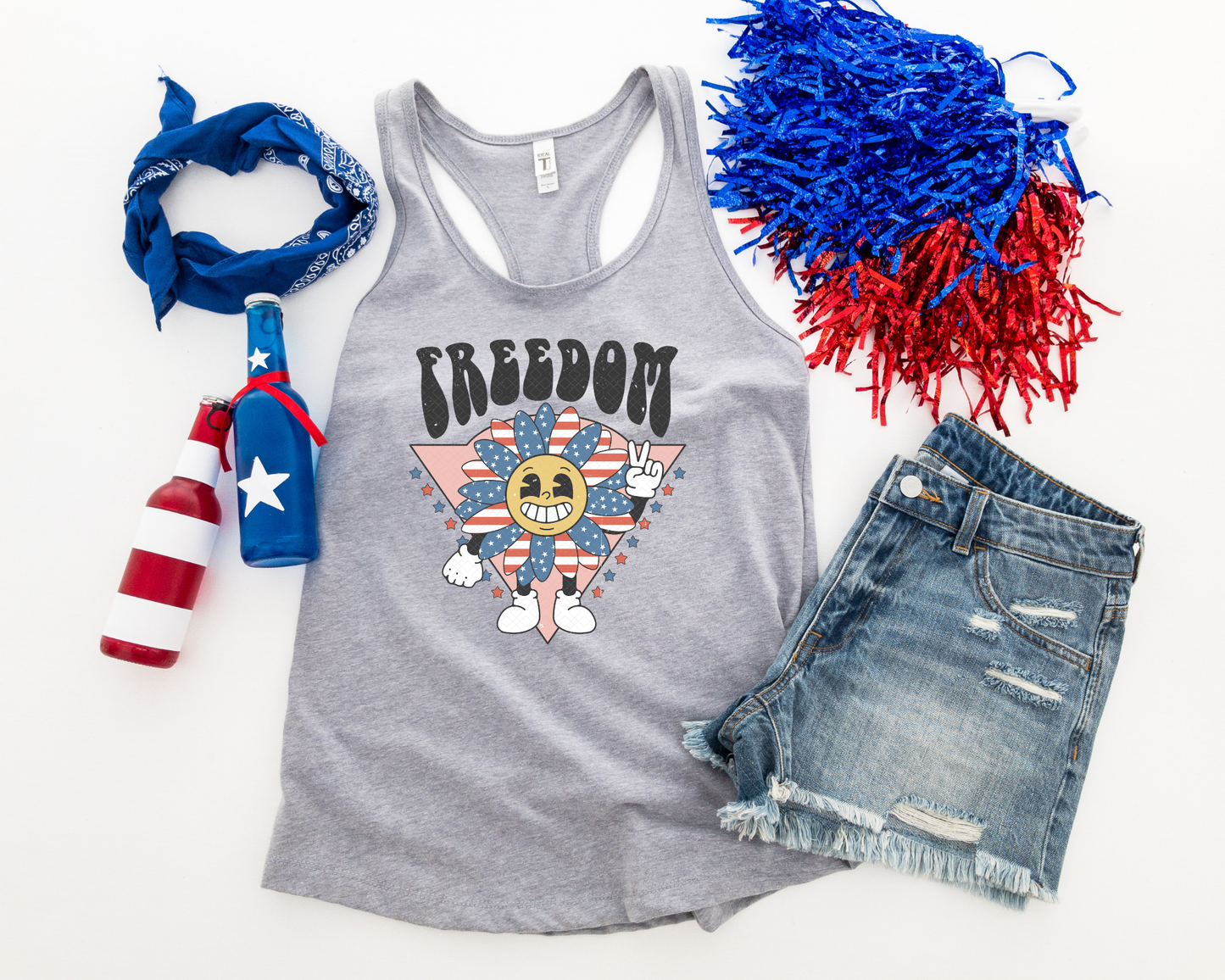 Freedom Cartoon Flower Pink DTF TRANSFER