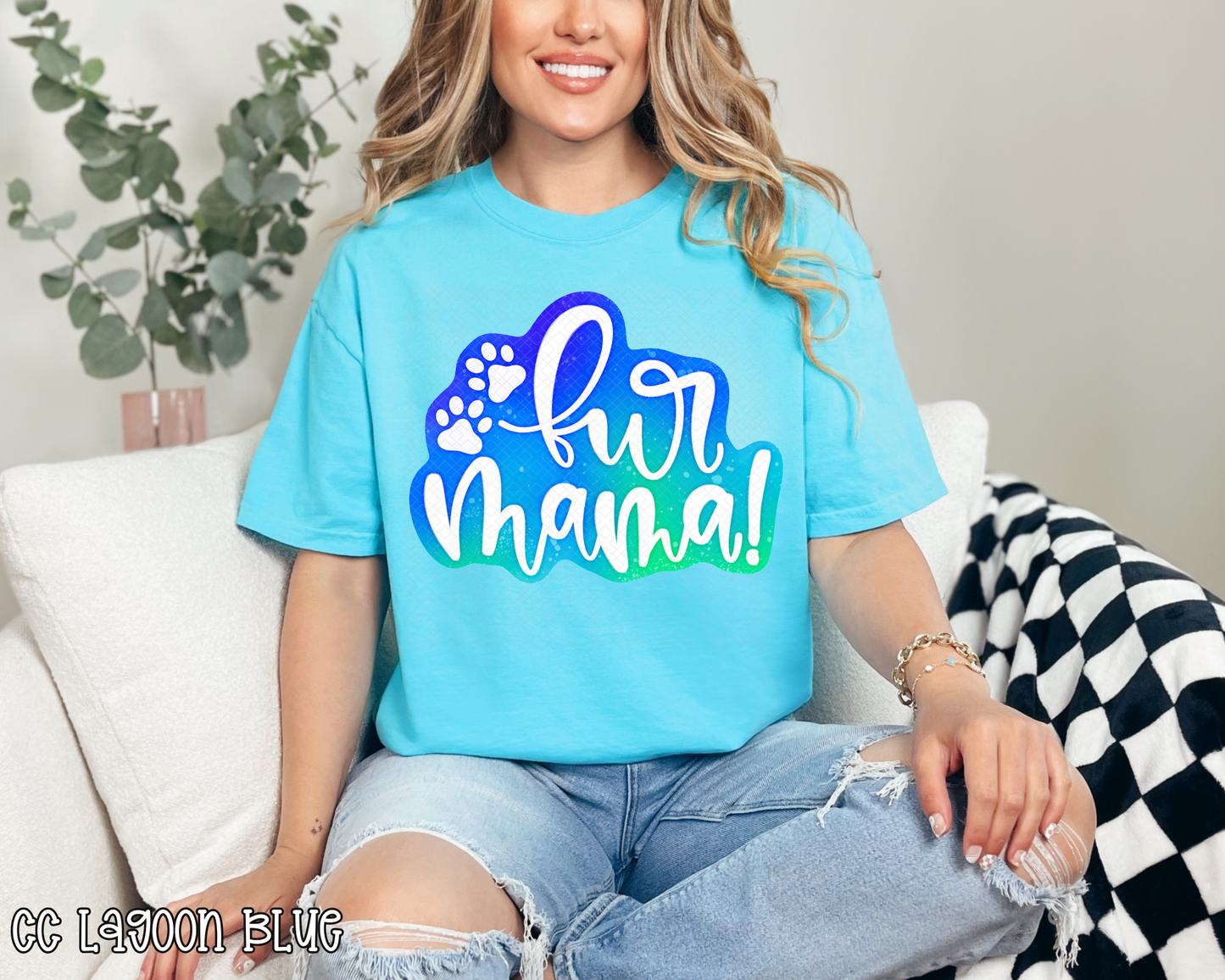 Fur Mama Blue Watercolor DTF TRANSFER