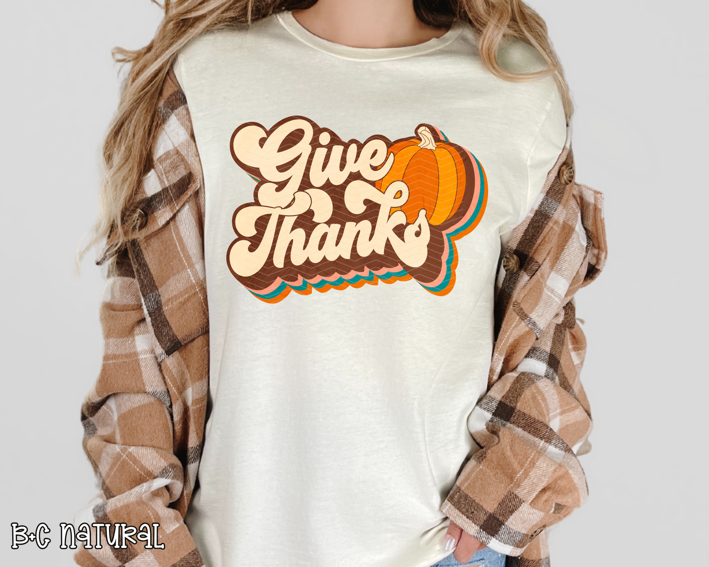 Give Thanks Retro Pumpkin DTF TRANSFER