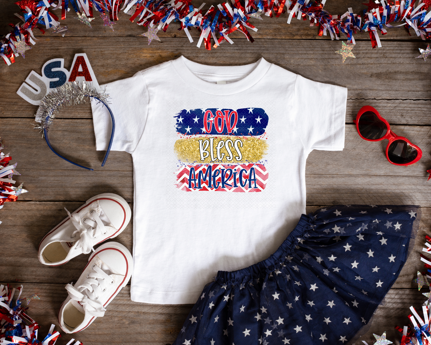 God Bless America Brushstroke DTF TRANSFER