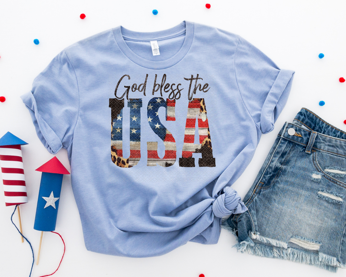 God Bless The USA Grunge Flag DTF TRANSFER