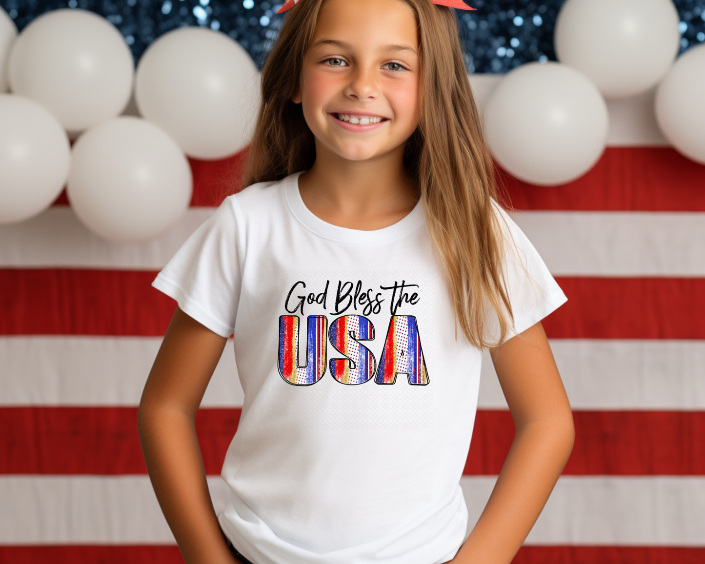 God Bless The USA Stripes DTF TRANSFER