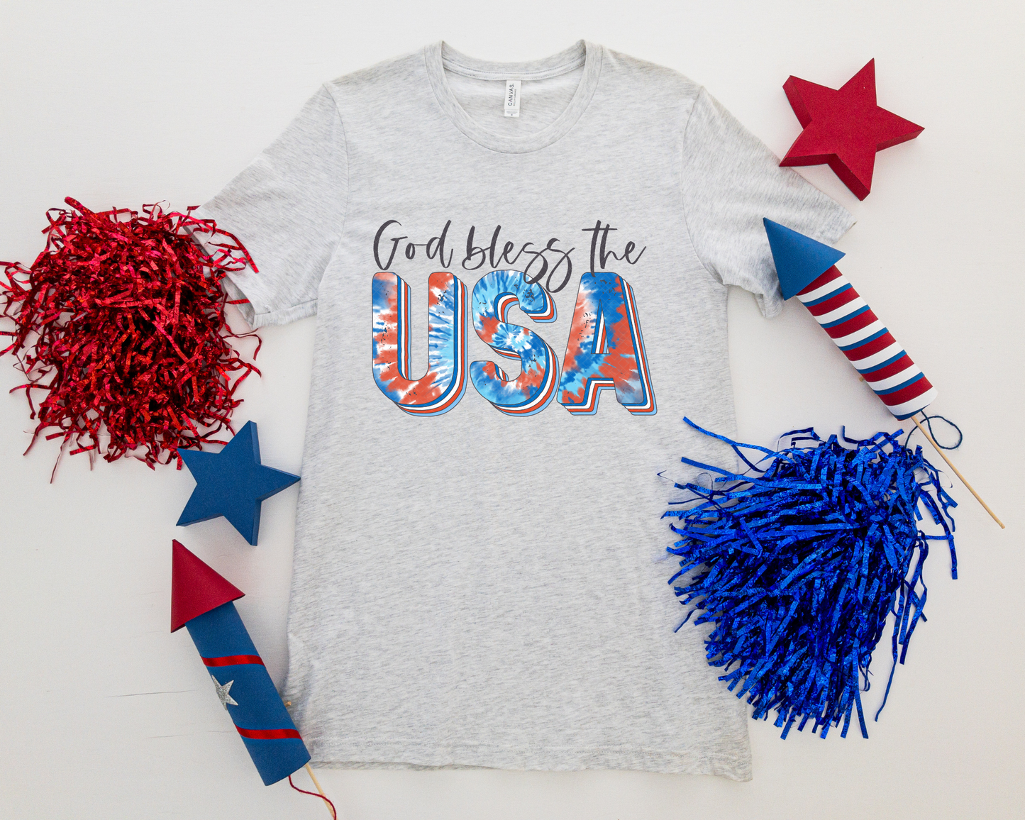 God Bless The USA Tie-Dye DTF TRANSFER