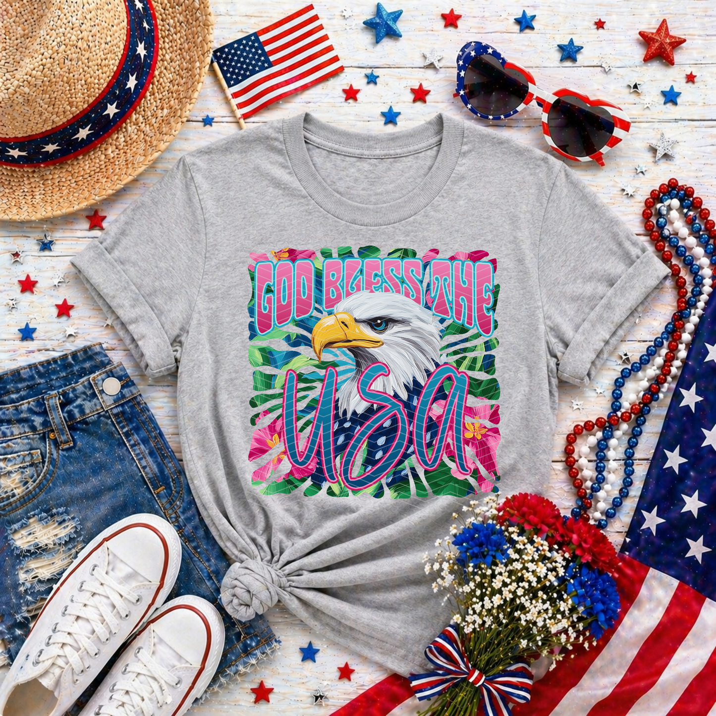 God Bless The Usa Pink DTF TRANSFER