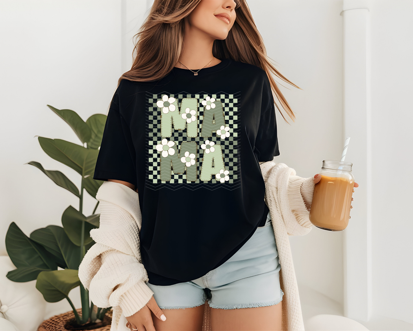 Green Checkered Mama DTF TRANSFER
