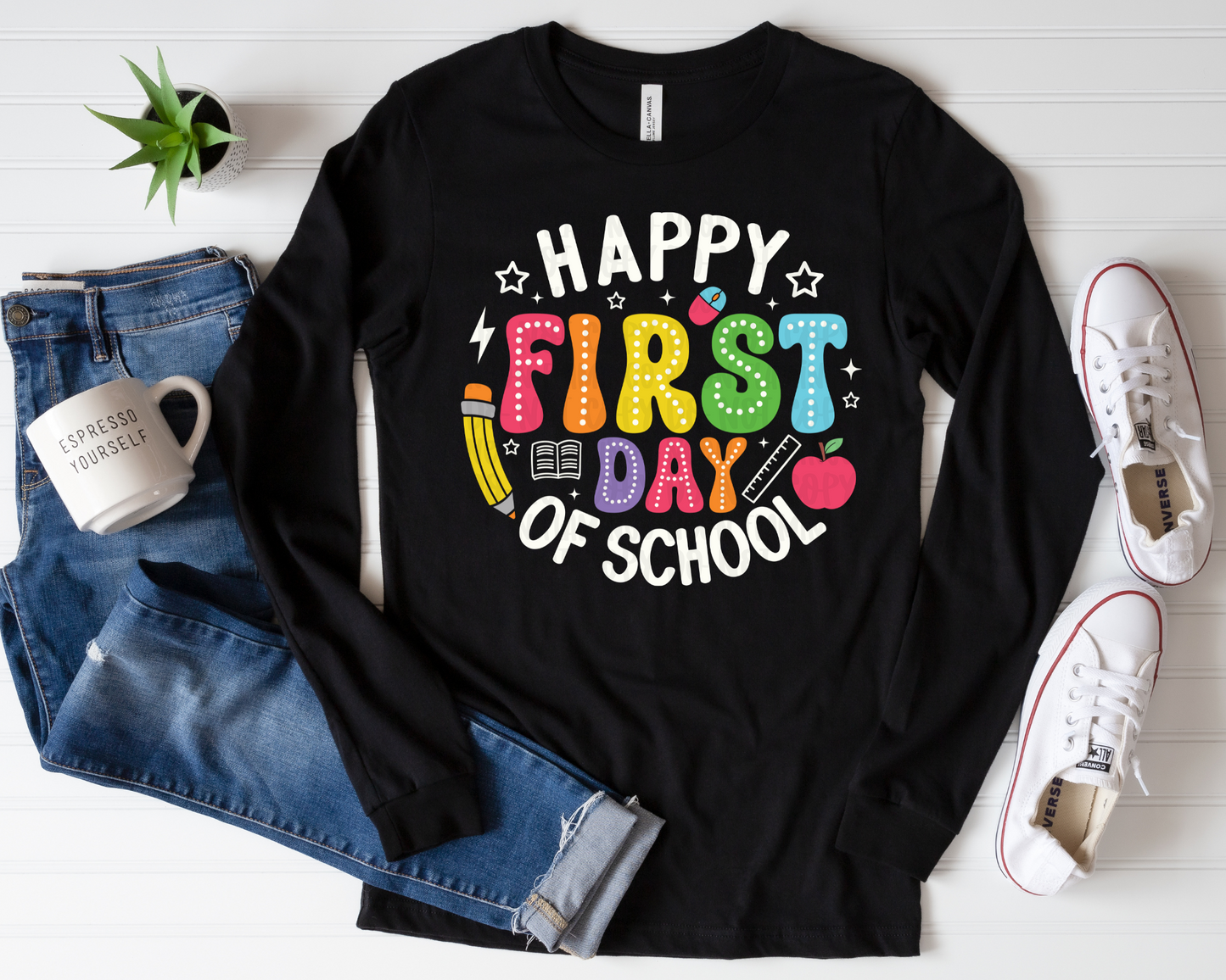 Happy First Day of School circle white