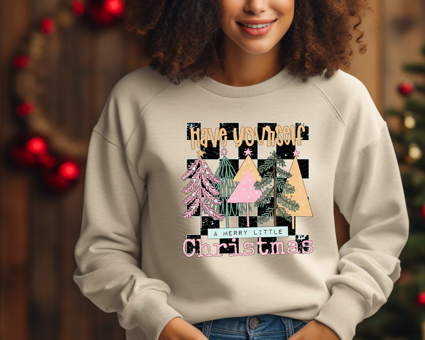 Have Yourself A Merry Little Christmas Checkered DTF TRANSFER