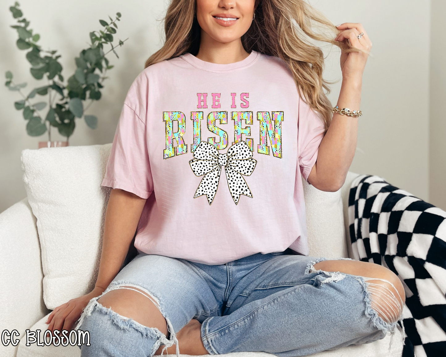 He Is Risen Brushstroke Bow DTF TRANSFER