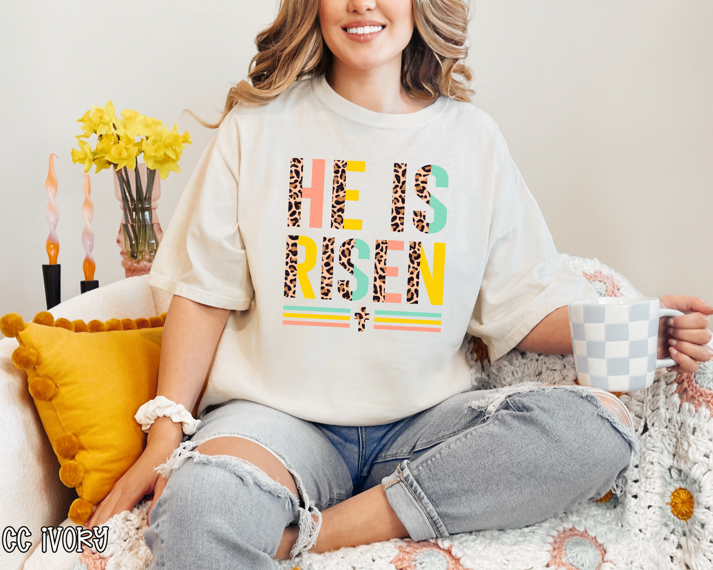 He Is Risen Half Leopard | 2 Colors | DTF TRANSFER