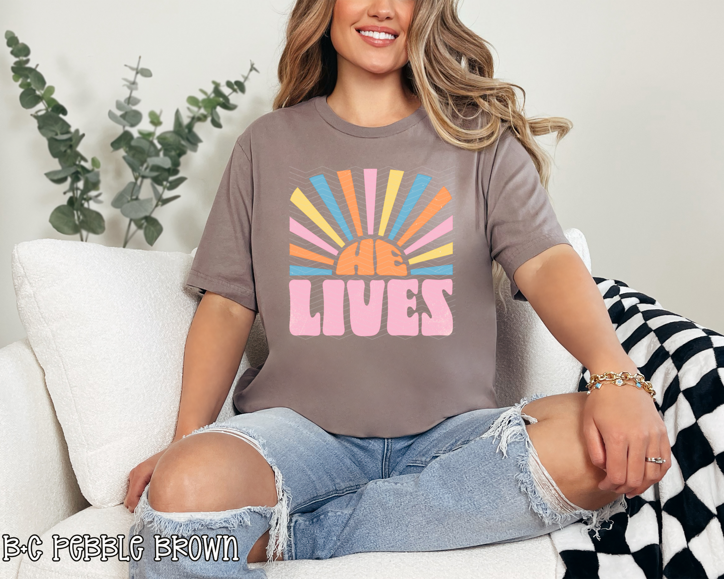 He Lives Retro Sunburst DTF TRANSFER