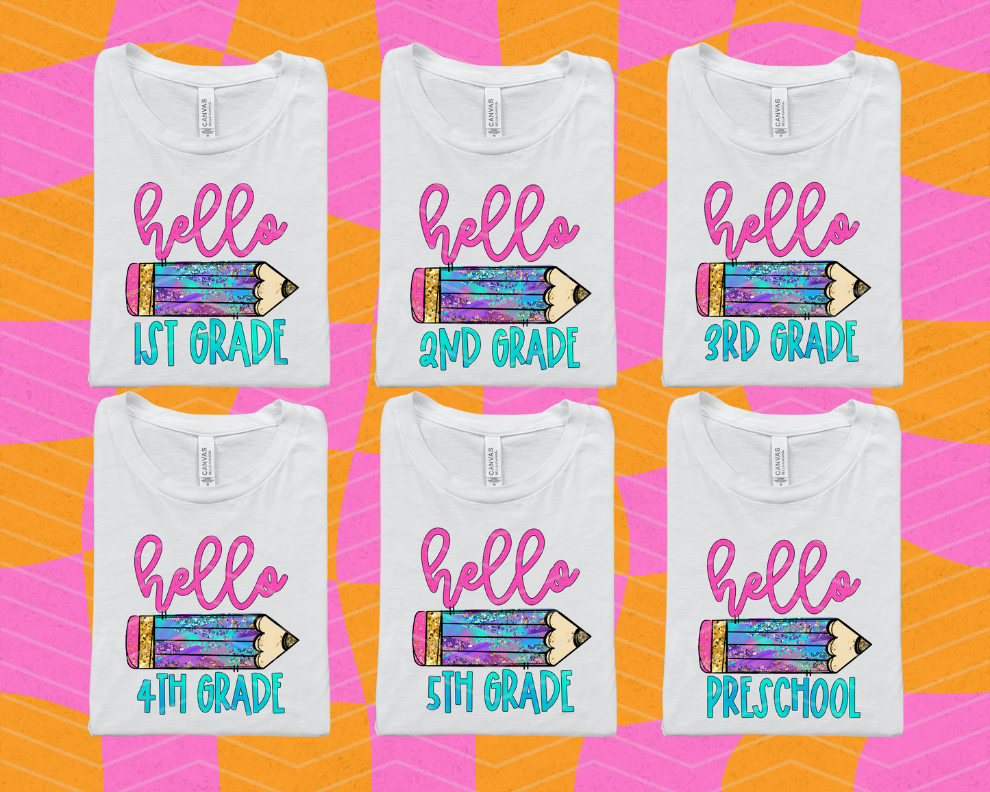 Hello Purple Pencil Grades DTF TRANSFER