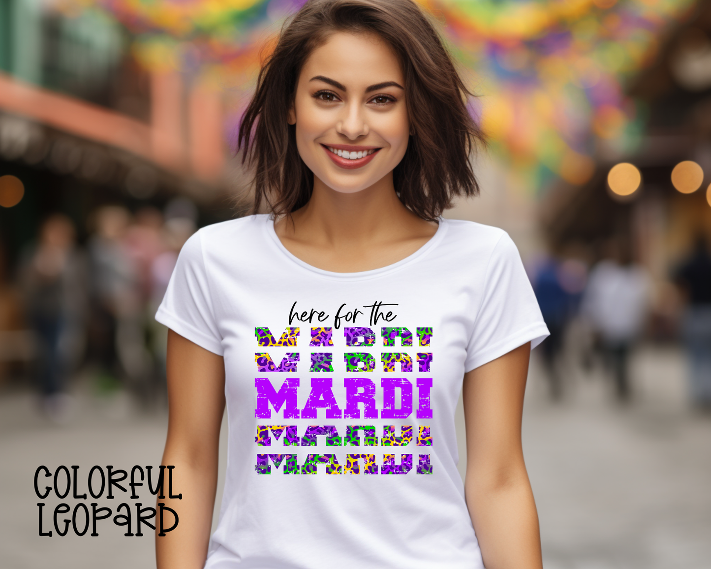 Here For The Mardi Stacked Colorful Leopard