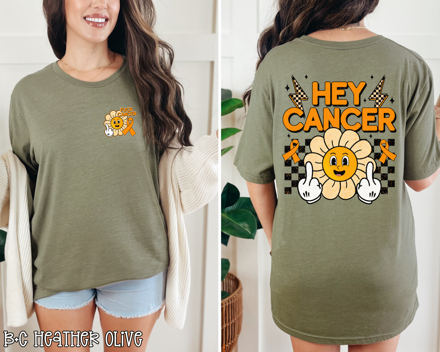Hey Cancer FU Daisy Pocket Orange DTF TRANSFER