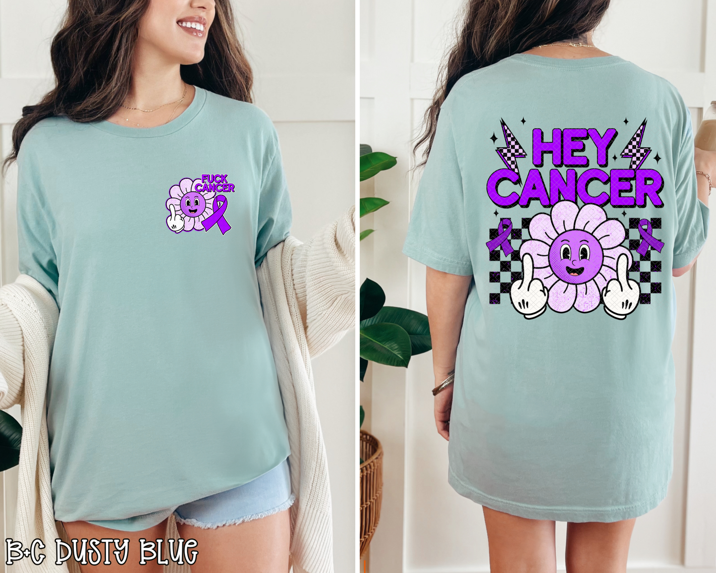 Hey Cancer FU Daisy Purple DTF TRANSFER