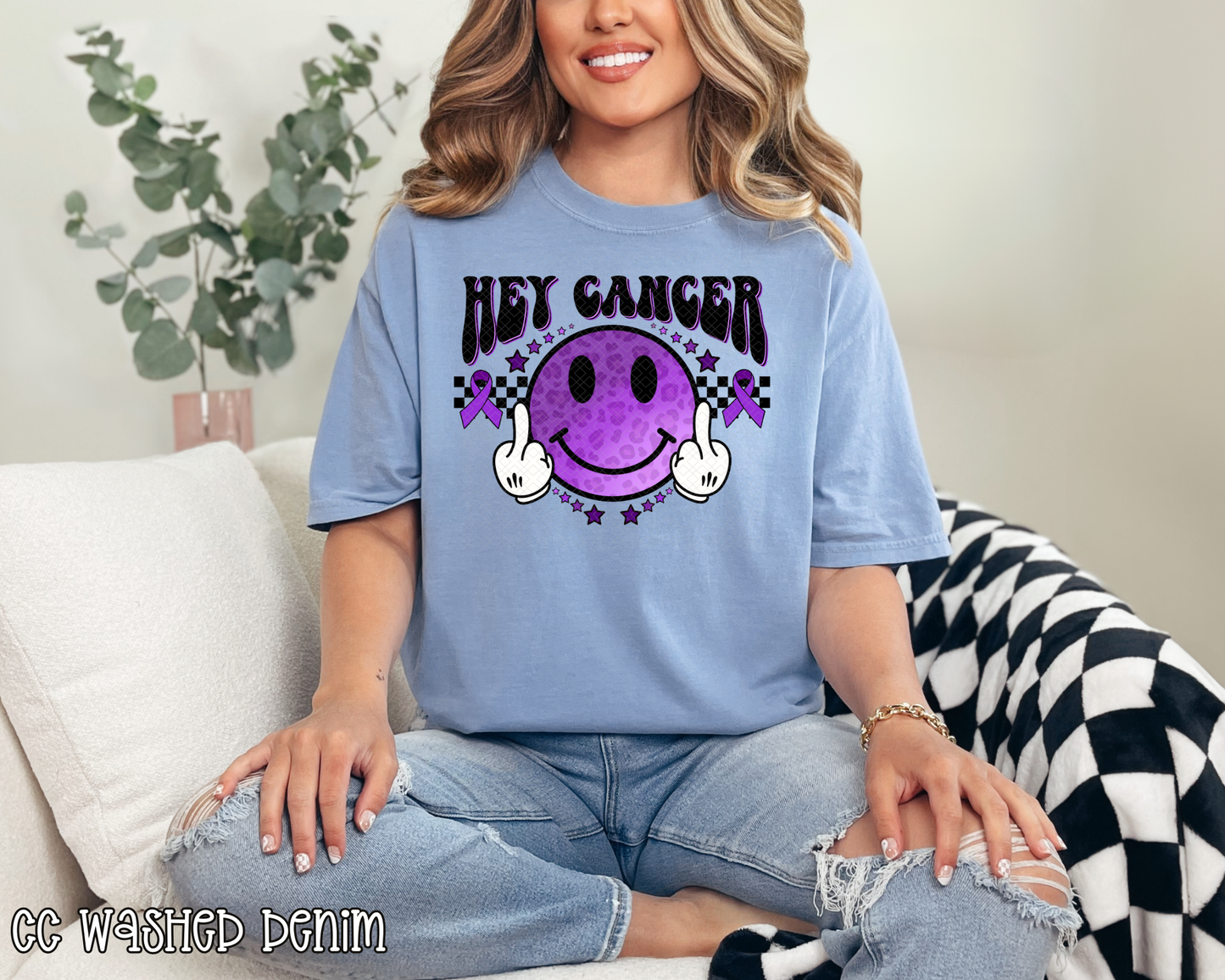 Hey Cancer FU Purple DTF TRANSFER