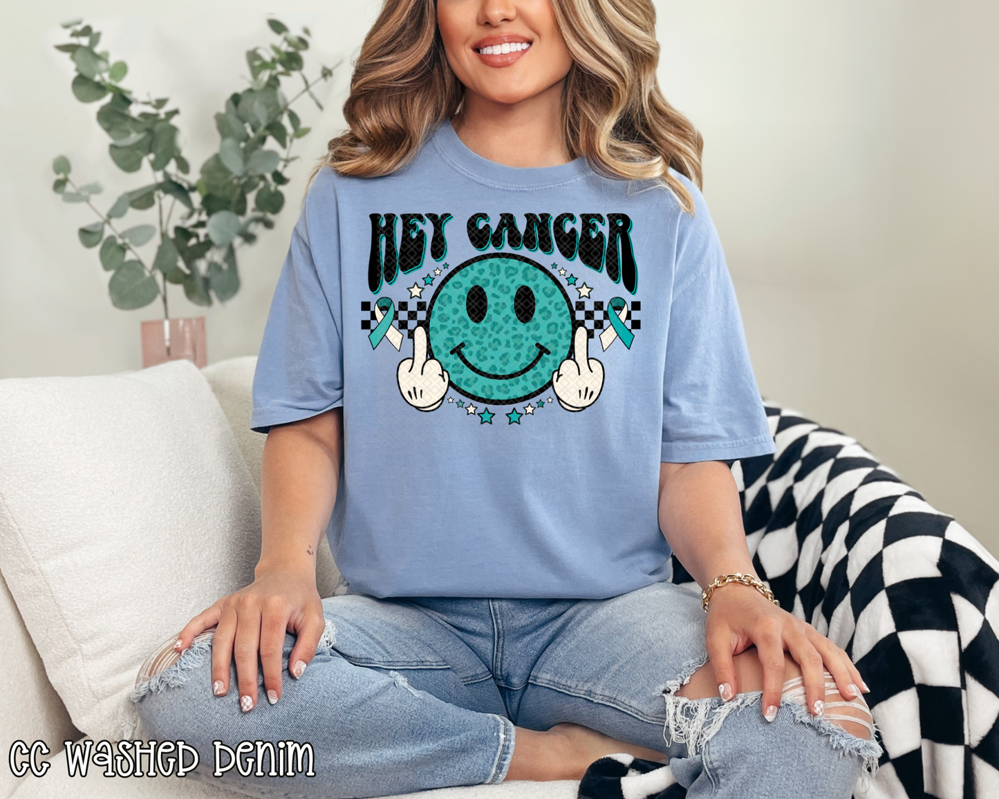 Hey Cancer FU Teal DTF TRANSFER