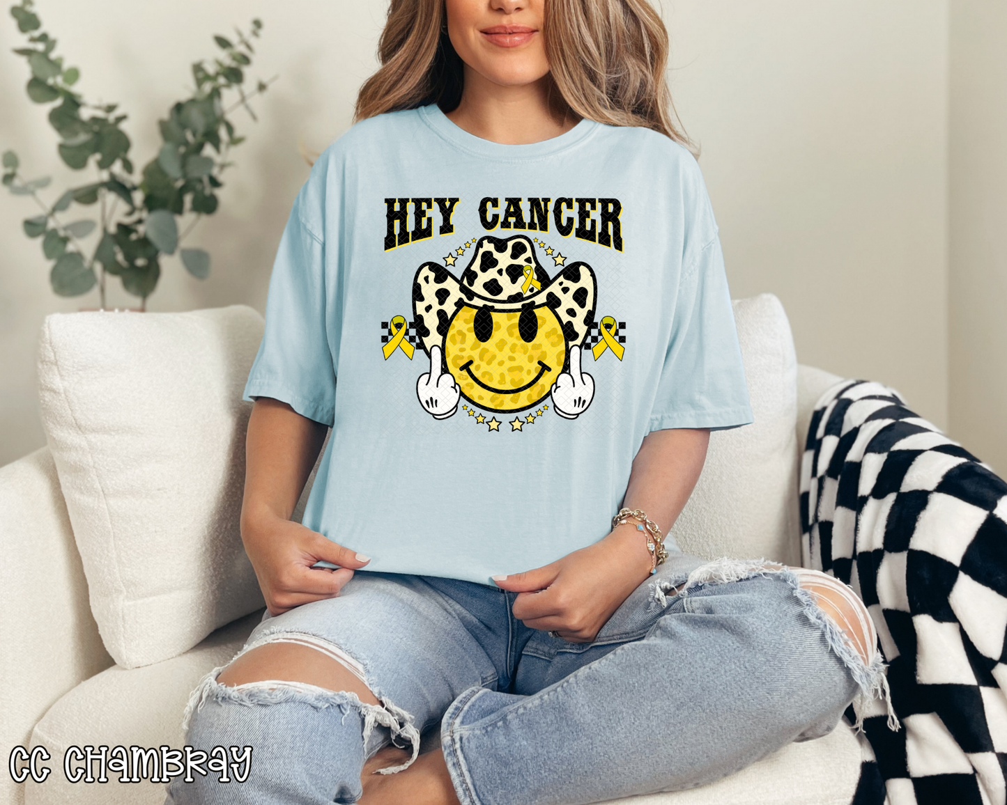 Hey Cancer FU Yellow Western DTF TRANSFER