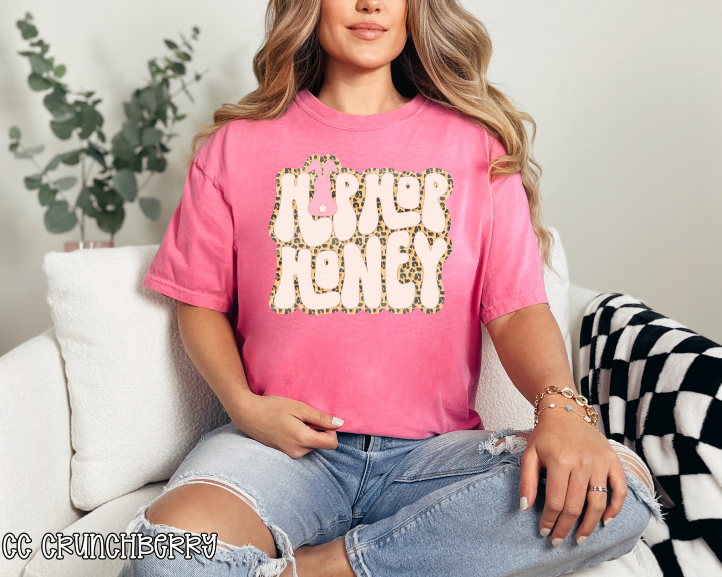 Hey There Bunny Retro Leopard Pastel DTF TRANSFER