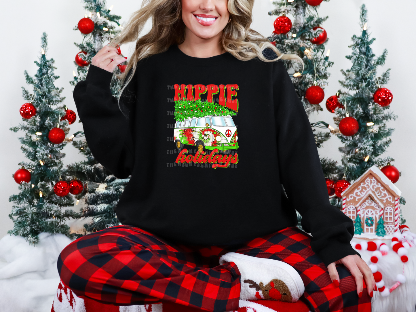 Hippie Holidays Christmas Bus Leopard Tie-Dye DTF TRANSFER